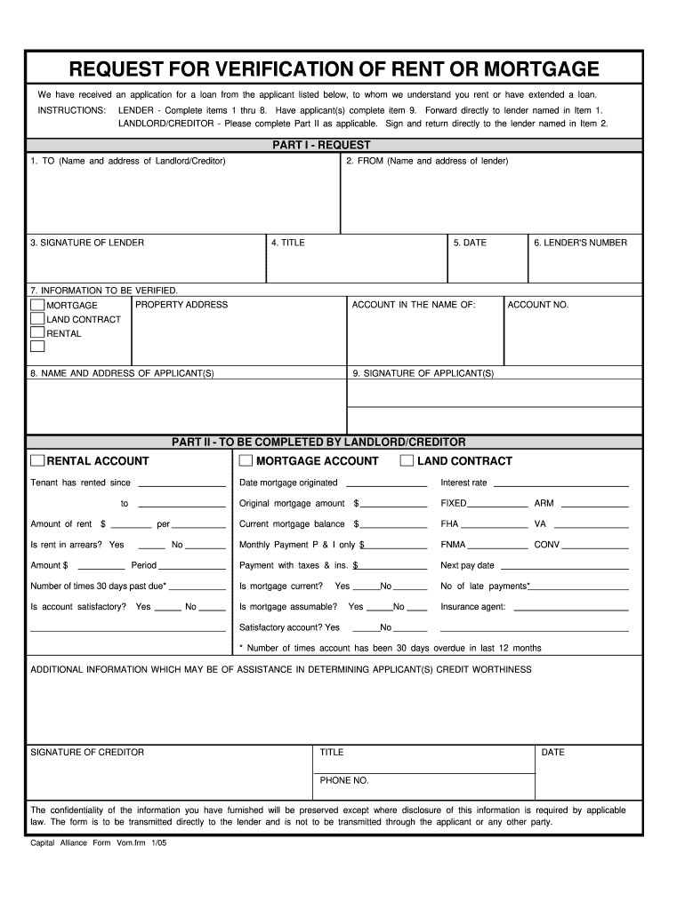 Verification of Mortgage Form 2005-2025